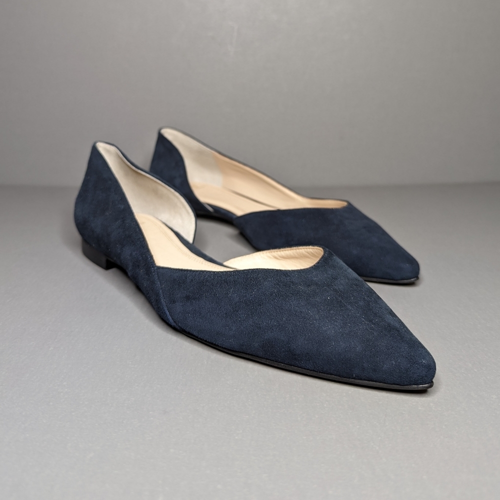MARC FISHER LTD Sunny Half D'Orsay Blue Suede Flat